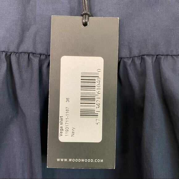 WOOD WOOD Vega Long Sleeeve Navy Shirt - Picture 7 of 11